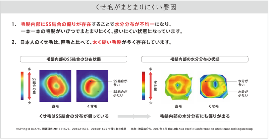 SS結合が偏っているため、水分分布が偏る