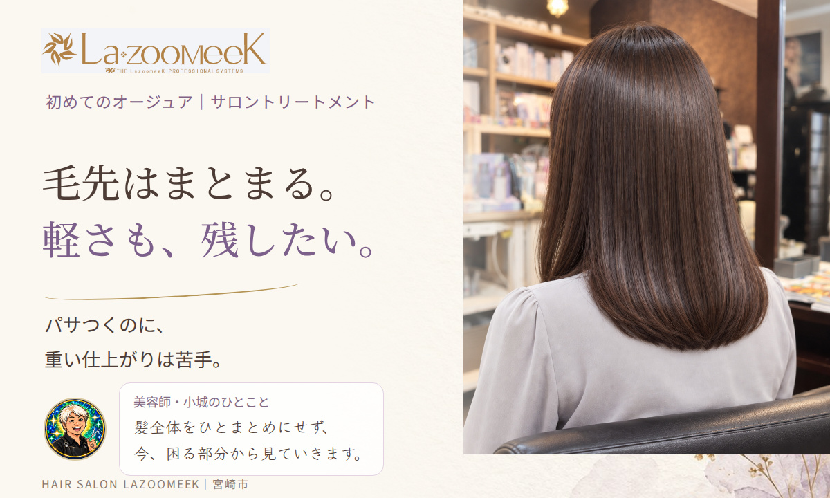 毛先はまとまる。軽さも、残したい。 ツヤと毛流れを見せる後ろ姿のモデルビジュアル