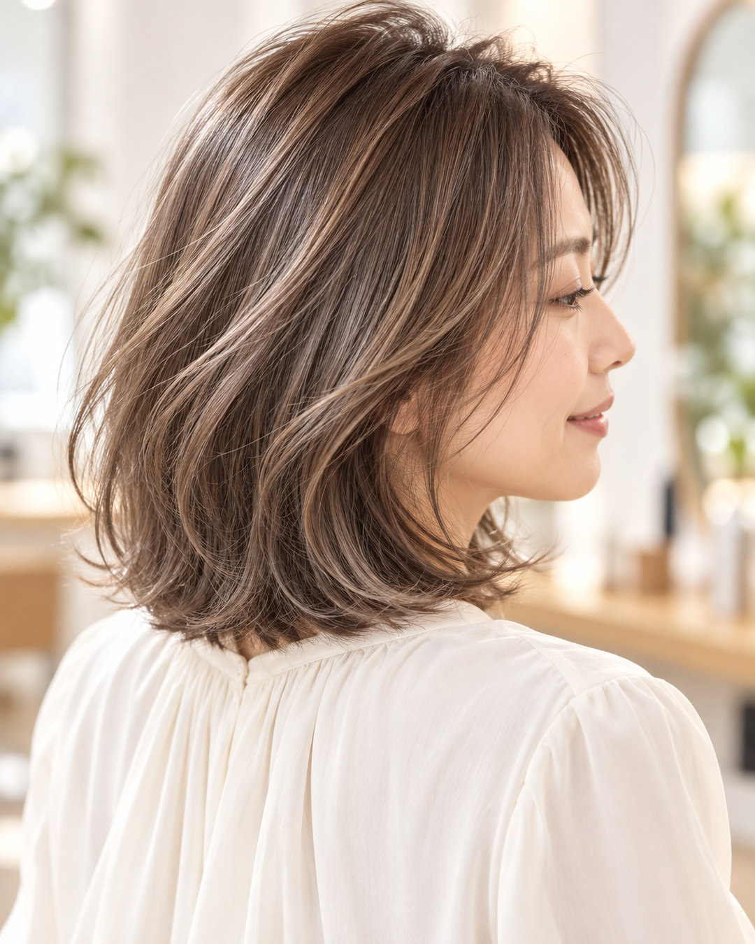 ベージュ系の髪色とヘアスタイルのイメージ